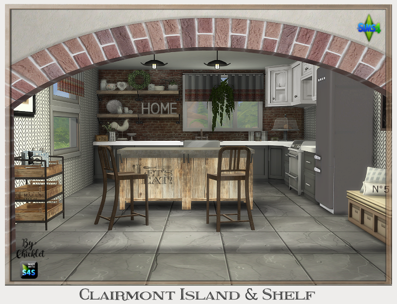 TS4: Clairmont Kitchen Island & Shelf Clairmont_Island__Shelf